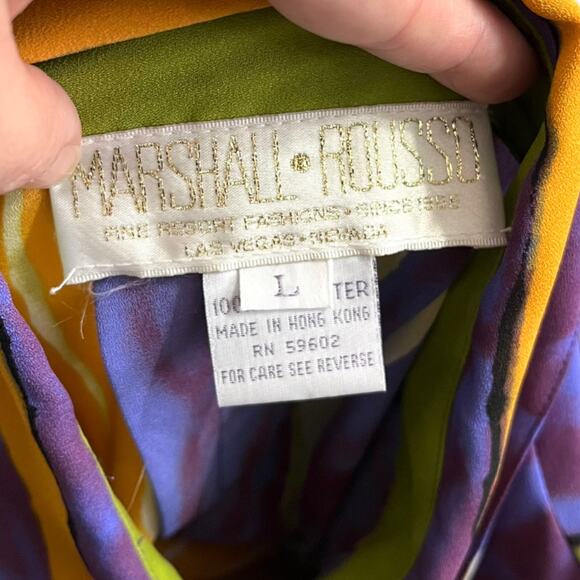 Vintage Marshall Rousso Abstract Print Sheer Long Sleeve Tunic Women's Size L - Picture 9 of 10